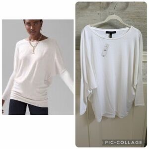NWT LP large petite White House Black Market WHBM snit dolman tunic Top white